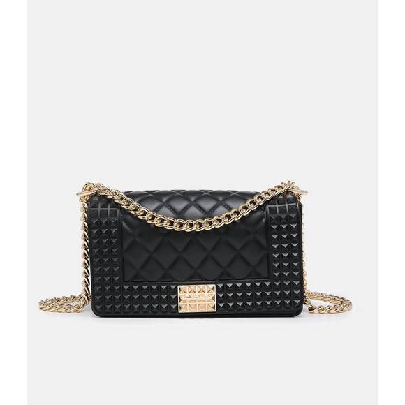 NEW JEN & CO. women's billie studded chain crossbody in black - Picture 1 of 2